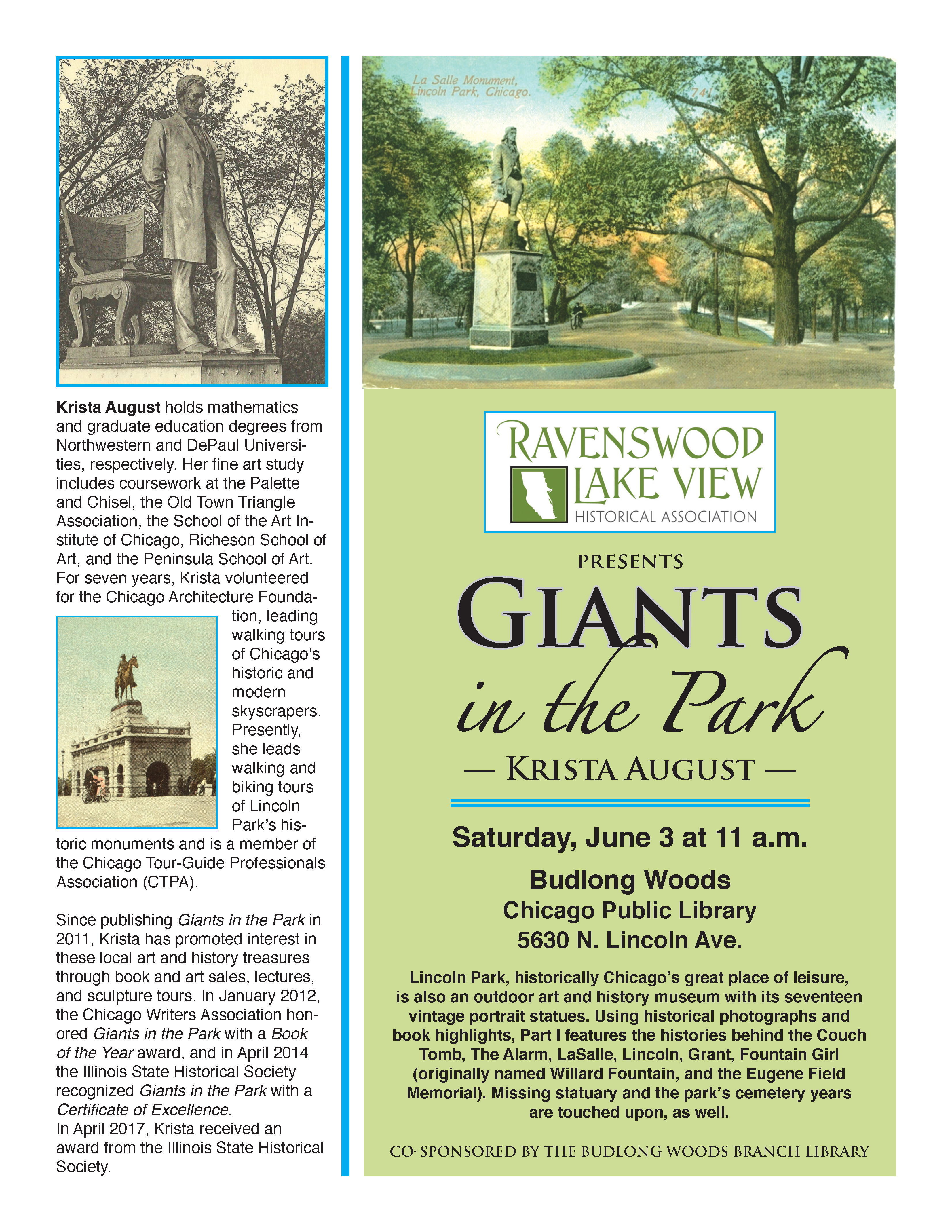 Giants in the Park - June 3 11 am - 5630 N. Lincoln Ave.